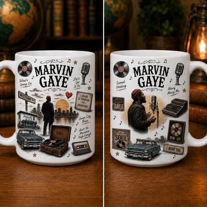 Marvin Gaye Coffee Mug, Motown Soul Gift, Vintage Music Lover Mug, Soul Music Fan Gift