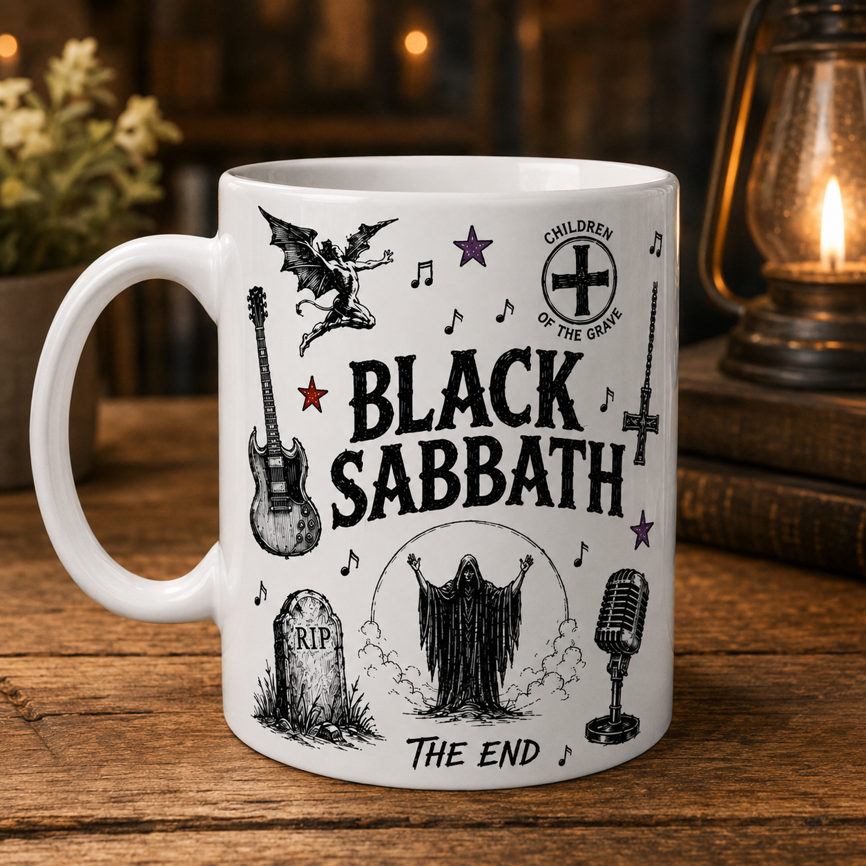 Black Sabbath Sketch Coffee Mug, Heavy Metal Gift, Paranoid Mug, Ozzy Fan Gift, Vintage Rock Ceramic Mug