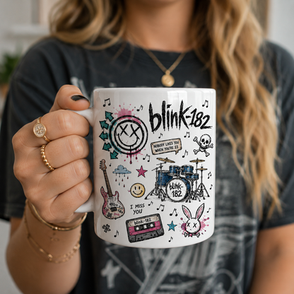 Blink-182 Mug – Vintage Pop Punk Sketch Coffee Mug For Blink-182 Fans