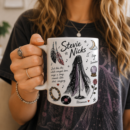 Stevie Nicks Mug – Vintage Sketch Music Coffee Mug For Stevie Nicks & Fleetwood Mac Fans