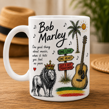 Bob Marley Mug – Vintage Reggae Sketch Coffee Mug For Bob Marley Fans And Music Lovers