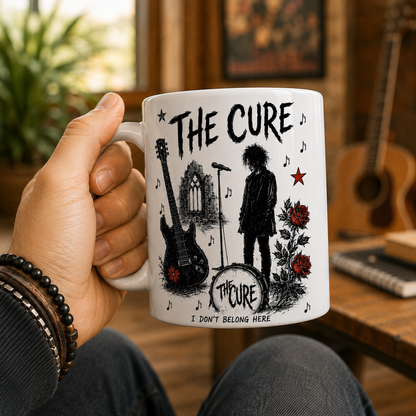 The Cure Vintage Sketch Coffee Mug – Gothic Rock Ceramic Mug Gift for Music Fans