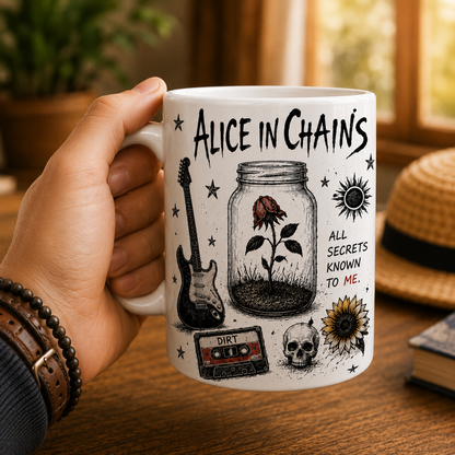 Alice In Chains Vintage Sketch Coffee Mug – Grunge Rock Ceramic Mug Gift for Fans