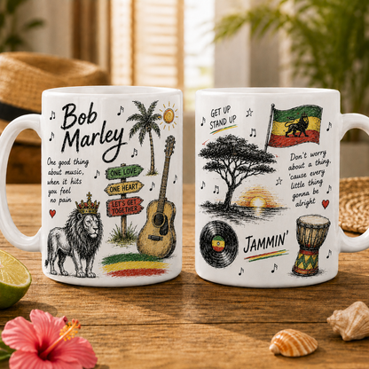 Bob Marley Mug – Vintage Reggae Sketch Coffee Mug For Bob Marley Fans And Music Lovers