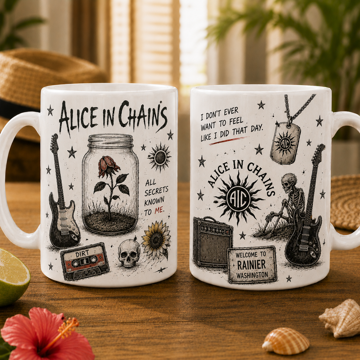 Alice In Chains Vintage Sketch Coffee Mug – Grunge Rock Ceramic Mug Gift for Fans