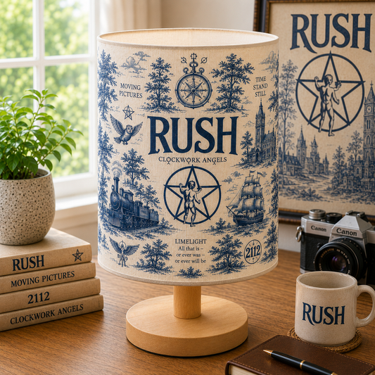Rush Fabric Table Lamp – Music Room Decor Wooden Bedside Lamp Gift