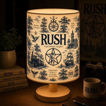 Rush Fabric Table Lamp – Music Room Decor Wooden Bedside Lamp Gift