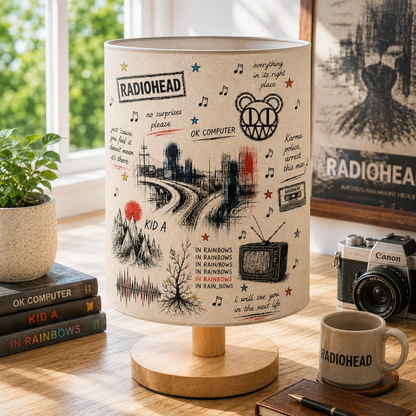 Radiohead Sketch Fabric Table Lamp – Alternative Rock Bedroom Decor Light
