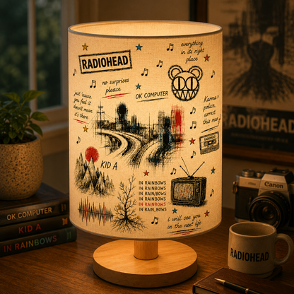 Radiohead Sketch Fabric Table Lamp – Alternative Rock Bedroom Decor Light