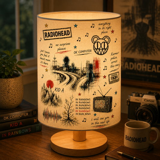 Radiohead Sketch Fabric Table Lamp – Alternative Rock Bedroom Decor Light