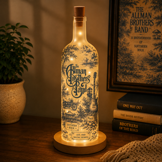 The Allman Brothers Band Bottle Lamp – Southern Rock Light, Vintage Music Decor Gift for Fans