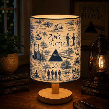 Pink Floyd Band Table Fabric Lamp – Vintage Music Room Decor Gift