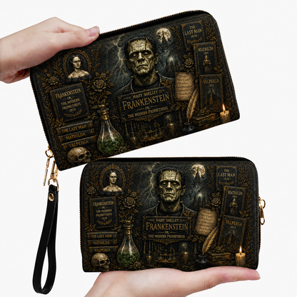 Mary Shelley Frankenstein Leather Handbag, Tote Bag and Wallet Set, The Modern Prometheus Literary Horror Book Lover Handbag