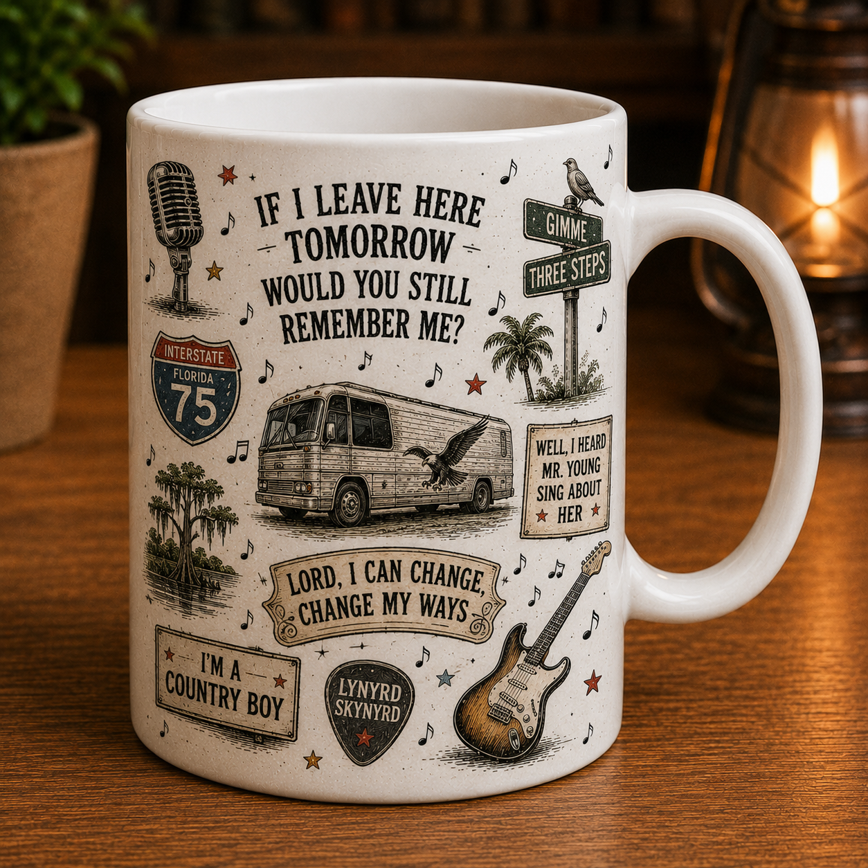 Lynyrd Skynyrd Ceramic Mug – Southern Rock Coffee Mug, Classic Rock Gift, Free Bird & Sweet Home Alabama Mug