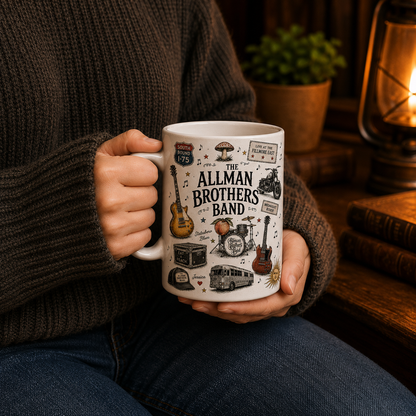 The Allman Brothers Band Ceramic Mug – Southern Rock Coffee Mug, Vintage Music Gift, Allman Brothers Fan Cup