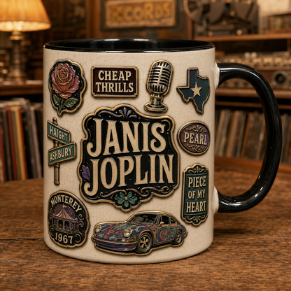 Janis Joplin Ceramic Mug – Me And Bobby McGee Vintage Ceramic Coffee Cup