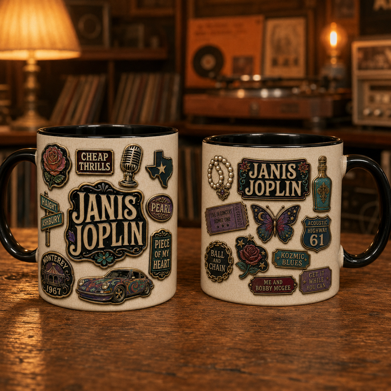 Janis Joplin Ceramic Mug – Me And Bobby McGee Vintage Ceramic Coffee Cup