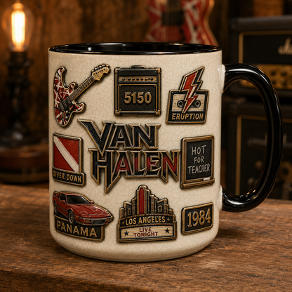 Van Halen Ceramic Mug – Jump Panama Frankie Guitar Vintage Ceramic Coffee Cup