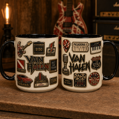 Van Halen Ceramic Mug – Jump Panama Frankie Guitar Vintage Ceramic Coffee Cup