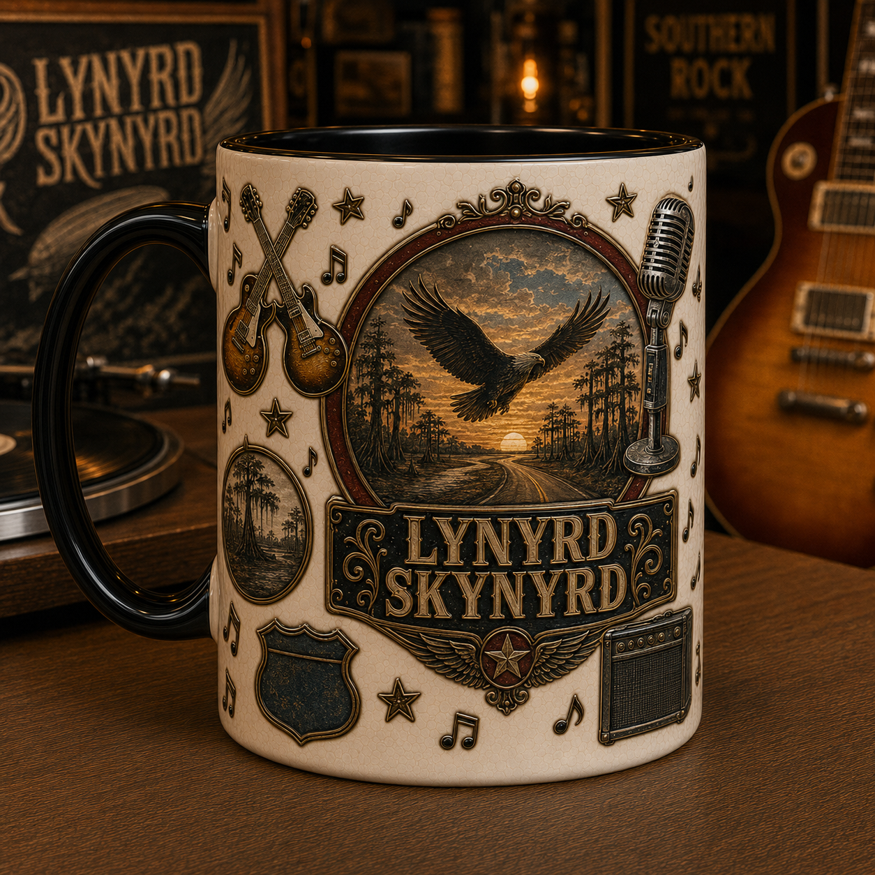 Lynyrd Skynyrd Coffee Mug – Swamp Sunset Eagle Classic Rock Merchandise