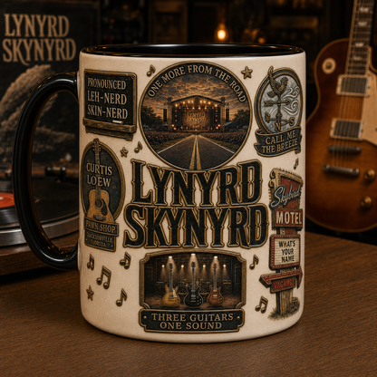 Lynyrd Skynyrd Ceramic Mug – Simple Man Three Guitars Southern Rock Fan Gift