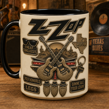 ZZ Top Ceramic Mug – Sharp Dressed Man Eliminator Coupe Vintage Ceramic Coffee Cup