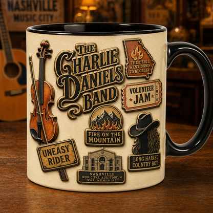 The Charlie Daniels Band Mug – Fiddle Graphic Southern Rock Fan Coffee Cup