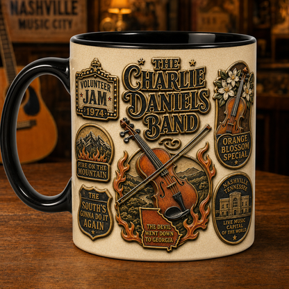 The Charlie Daniels Band Mug – Fiddle Graphic Southern Rock Fan Coffee Cup