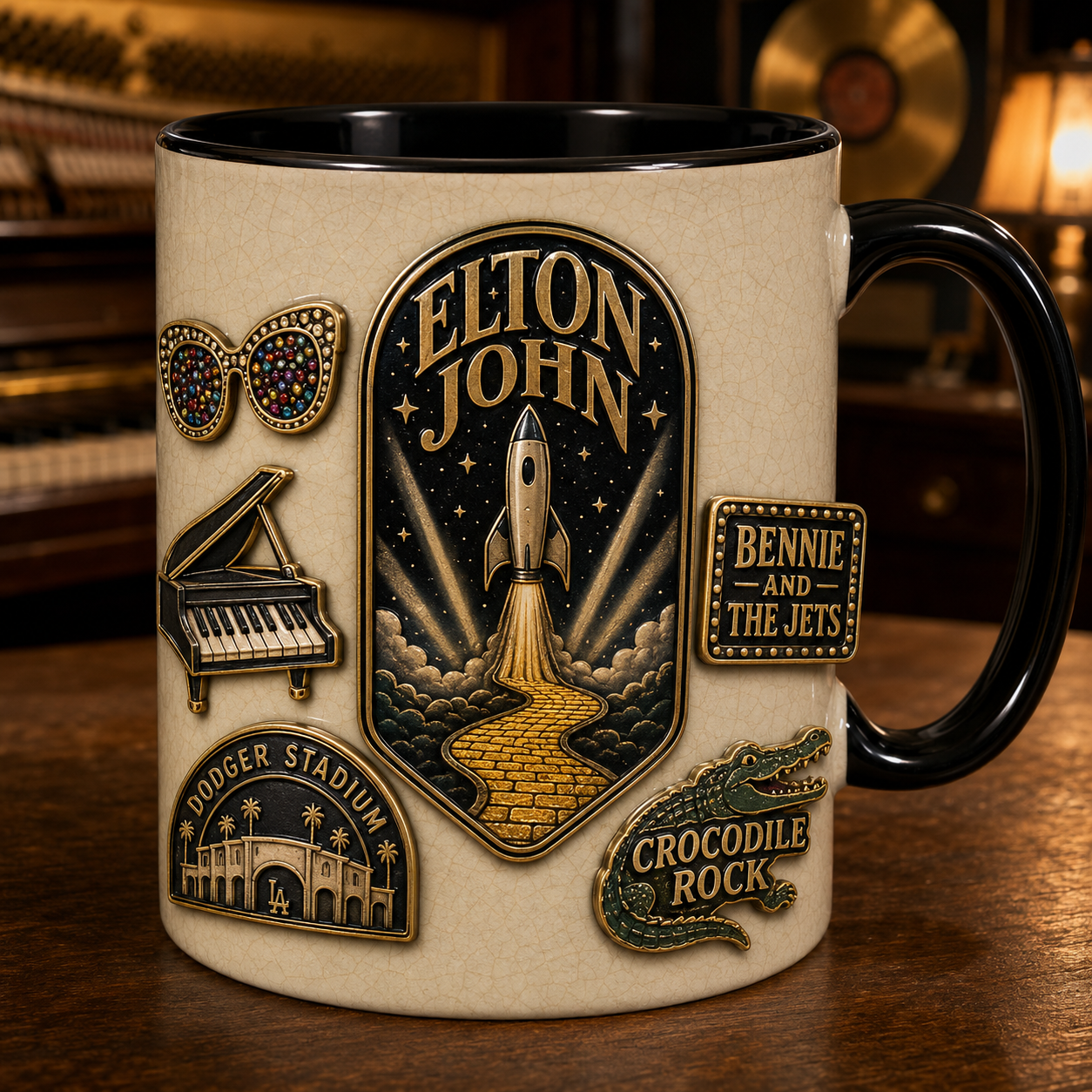 Elton John Ceramic Mug – Tiny Dancer Iconic Glasses Music Merchandise