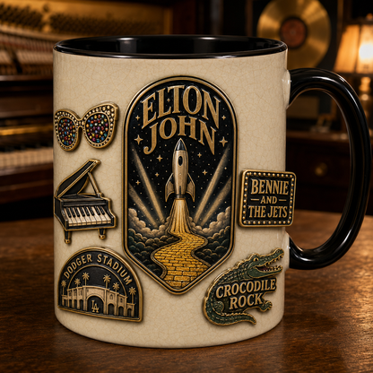 Elton John Ceramic Mug – Tiny Dancer Iconic Glasses Music Merchandise