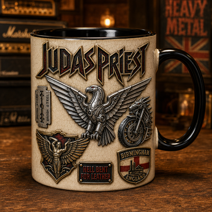 Judas Priest Mug – British Steel Heavy Metal Vintage Ceramic Coffee Cup Fan Gift