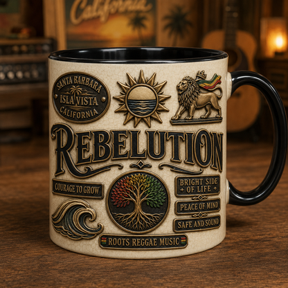 Rebelution Ceramic Mug - Roots Reggae Lion Vintage Ceramic Coffee Cup