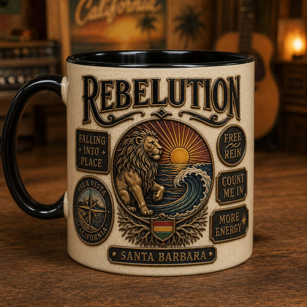 Rebelution Ceramic Mug - Roots Reggae Lion Vintage Ceramic Coffee Cup