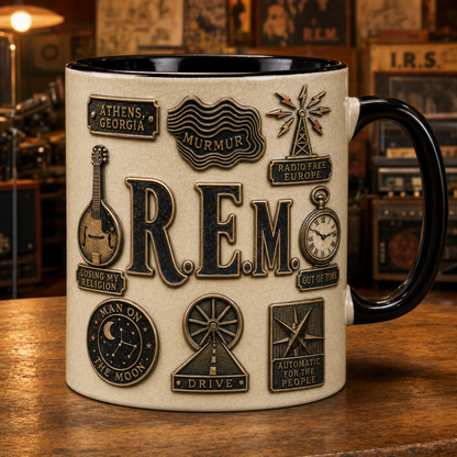 R.E.M. Coffee Mug – Athens Georgia Mandolin Ceramic Cup Music Merchandise