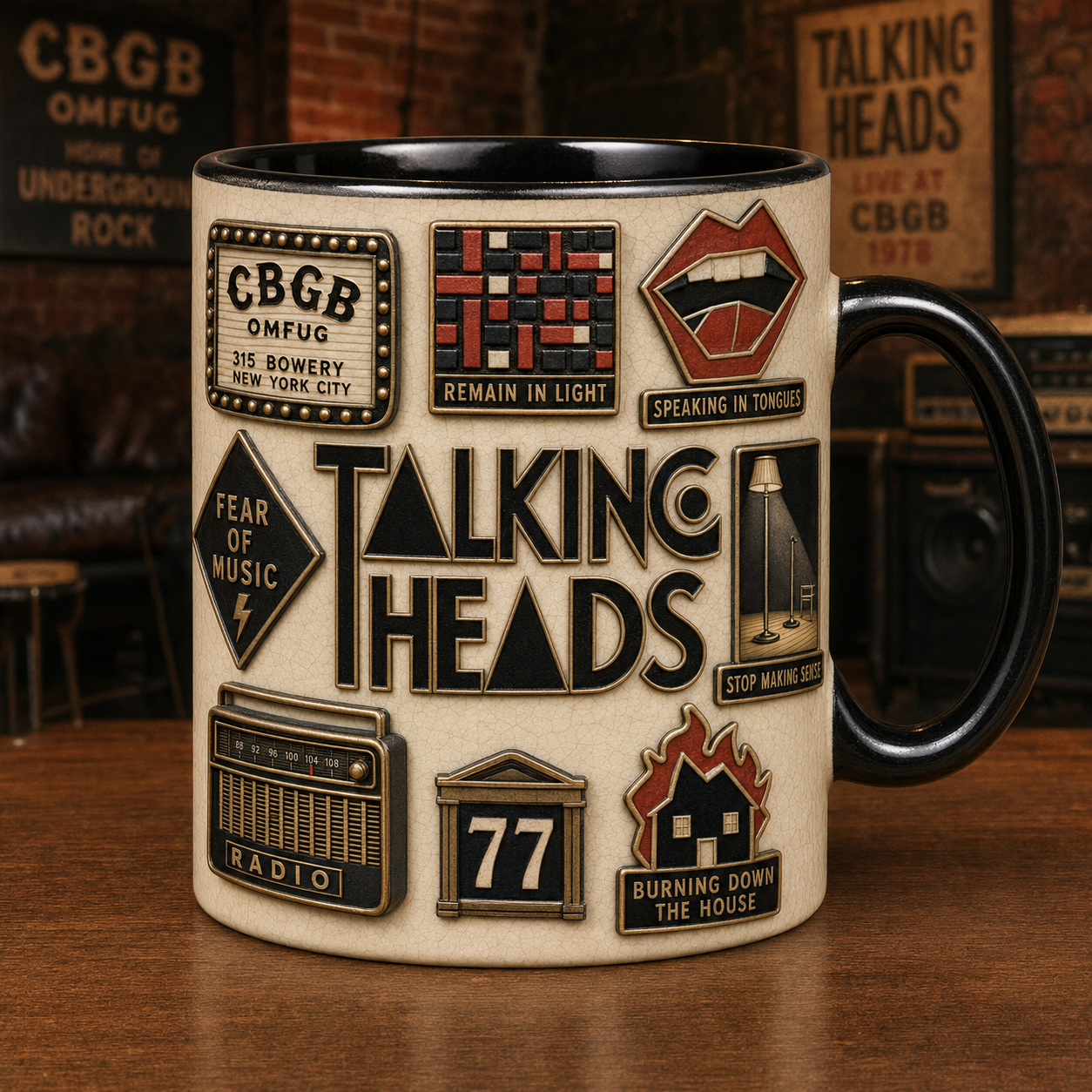Talking Heads Ceramic – Psycho Killer CBGB Vintage Ceramic Coffee Cup