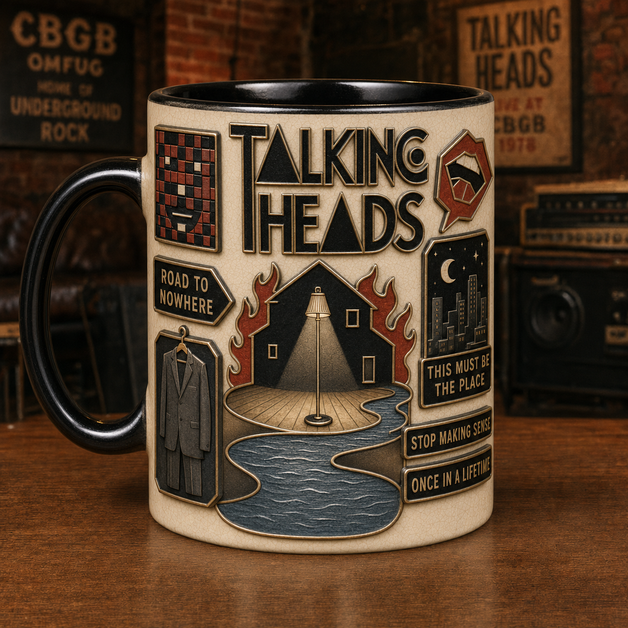 Talking Heads Ceramic – Psycho Killer CBGB Vintage Ceramic Coffee Cup