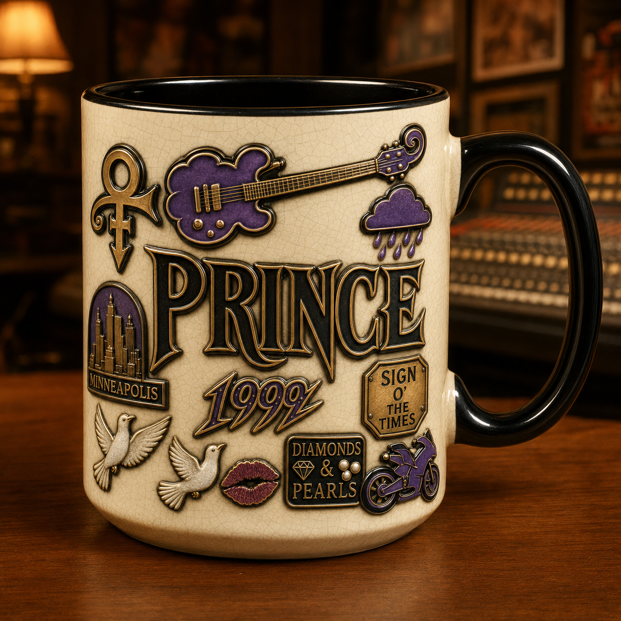 Prince Ceramic Mug – Purple Rain Love Symbol Vintage Ceramic Coffee Cup
