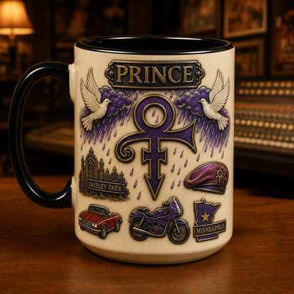 Prince Ceramic Mug – Purple Rain Love Symbol Vintage Ceramic Coffee Cup