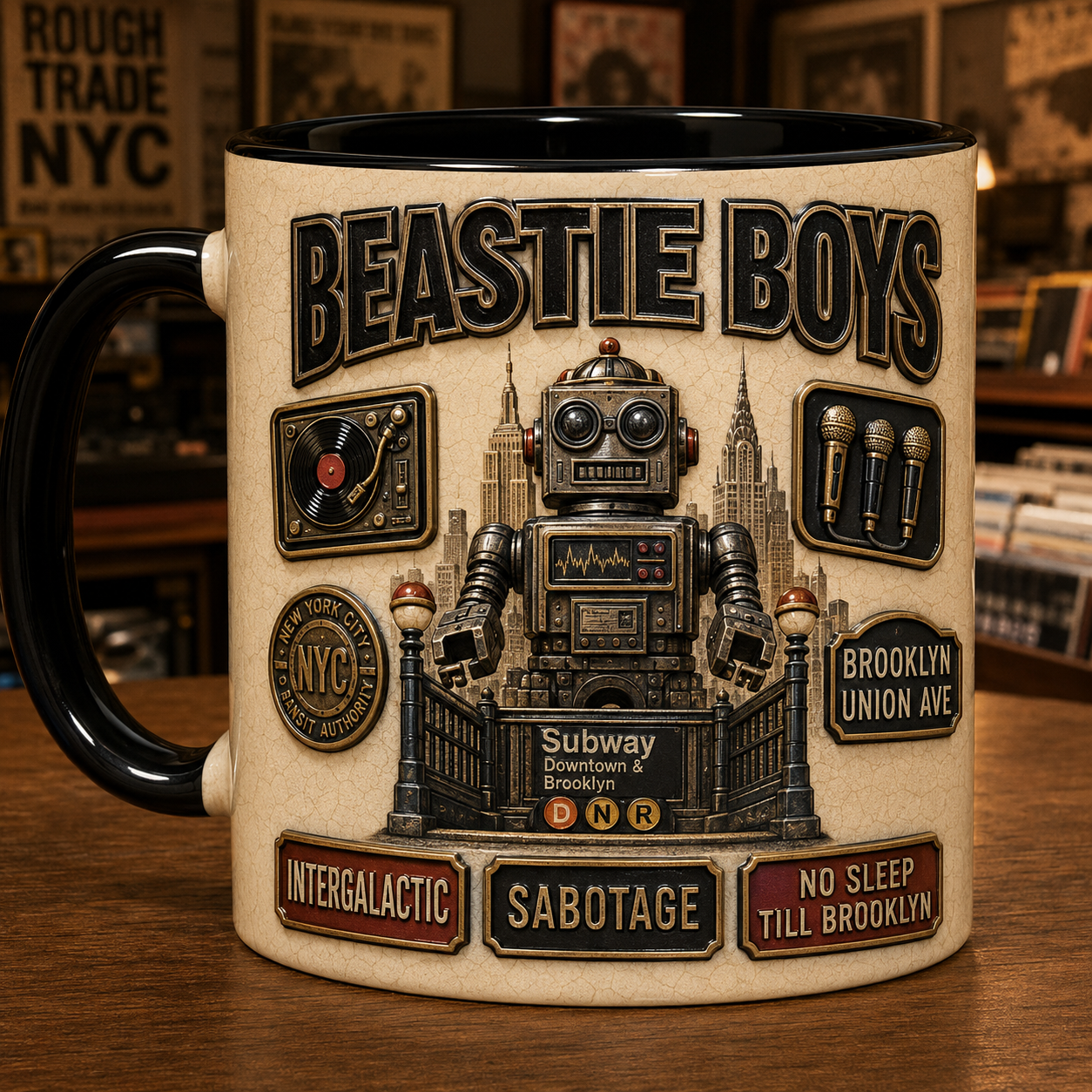 Beastie Boys Mug – Intergalactic Robot Vintage Ceramic Coffee Cup Hip Hop Fan Gift
