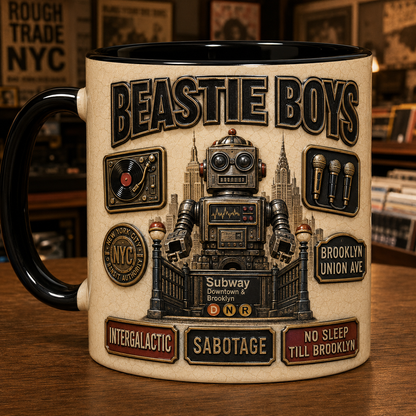 Beastie Boys Mug – Intergalactic Robot Vintage Ceramic Coffee Cup Hip Hop Fan Gift