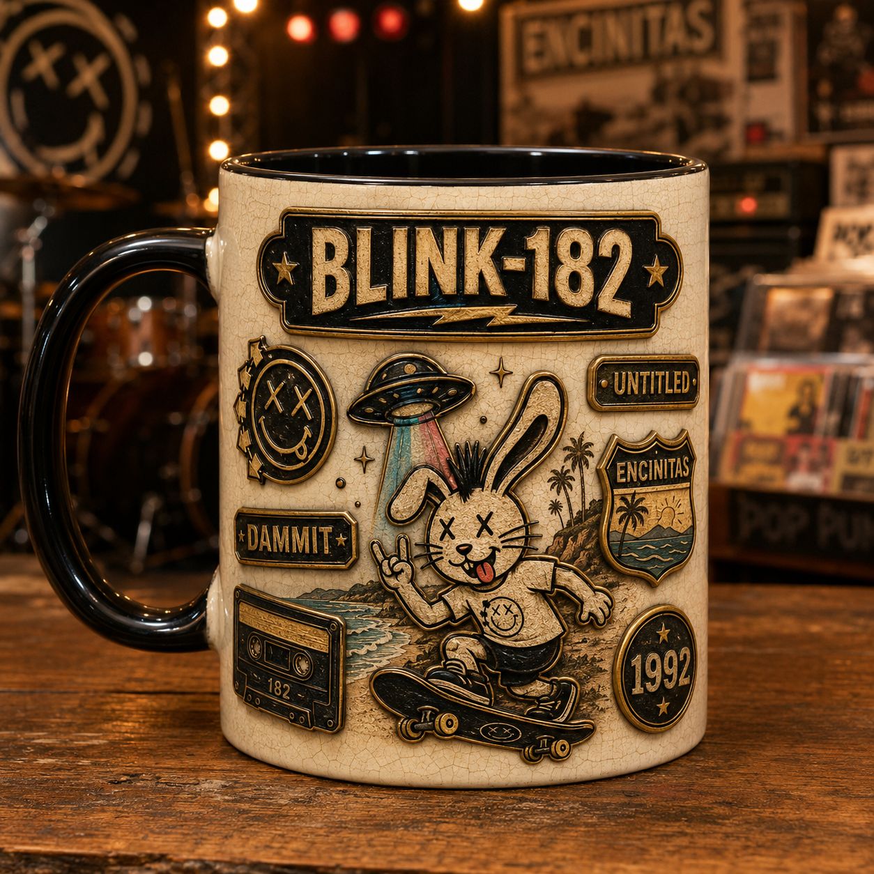 Blink-182 Ceramic Mug – All The Small Things Smiley Vintage Ceramic Coffee Cup