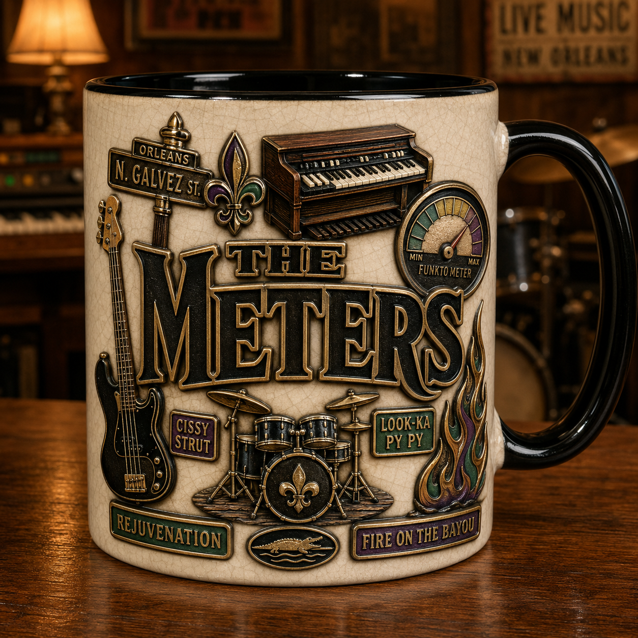 The Meters Ceramic Mug – Cissy Strut New Orleans Funk Vintage Ceramic Coffee Cup