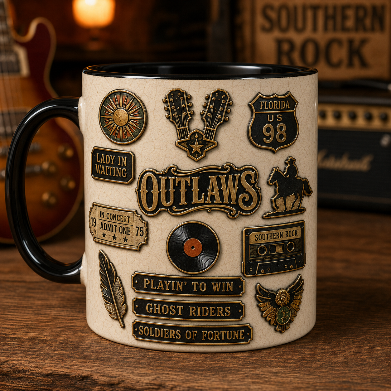 The Outlaws Mug – Green Grass & High Tides Southern Rock Vintage Ceramic Coffee Cup