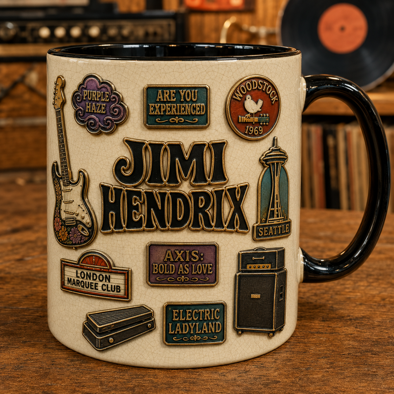 Jimi Hendrix Ceramic Mug – Purple Haze Woodstock Vintage Ceramic Coffee Cup