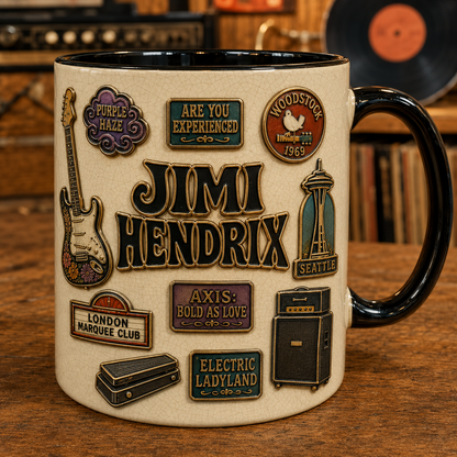 Jimi Hendrix Ceramic Mug – Purple Haze Woodstock Vintage Ceramic Coffee Cup