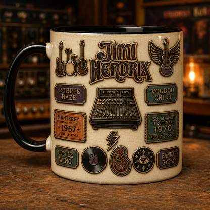 Jimi Hendrix Ceramic Mug – Purple Haze Woodstock Vintage Ceramic Coffee Cup