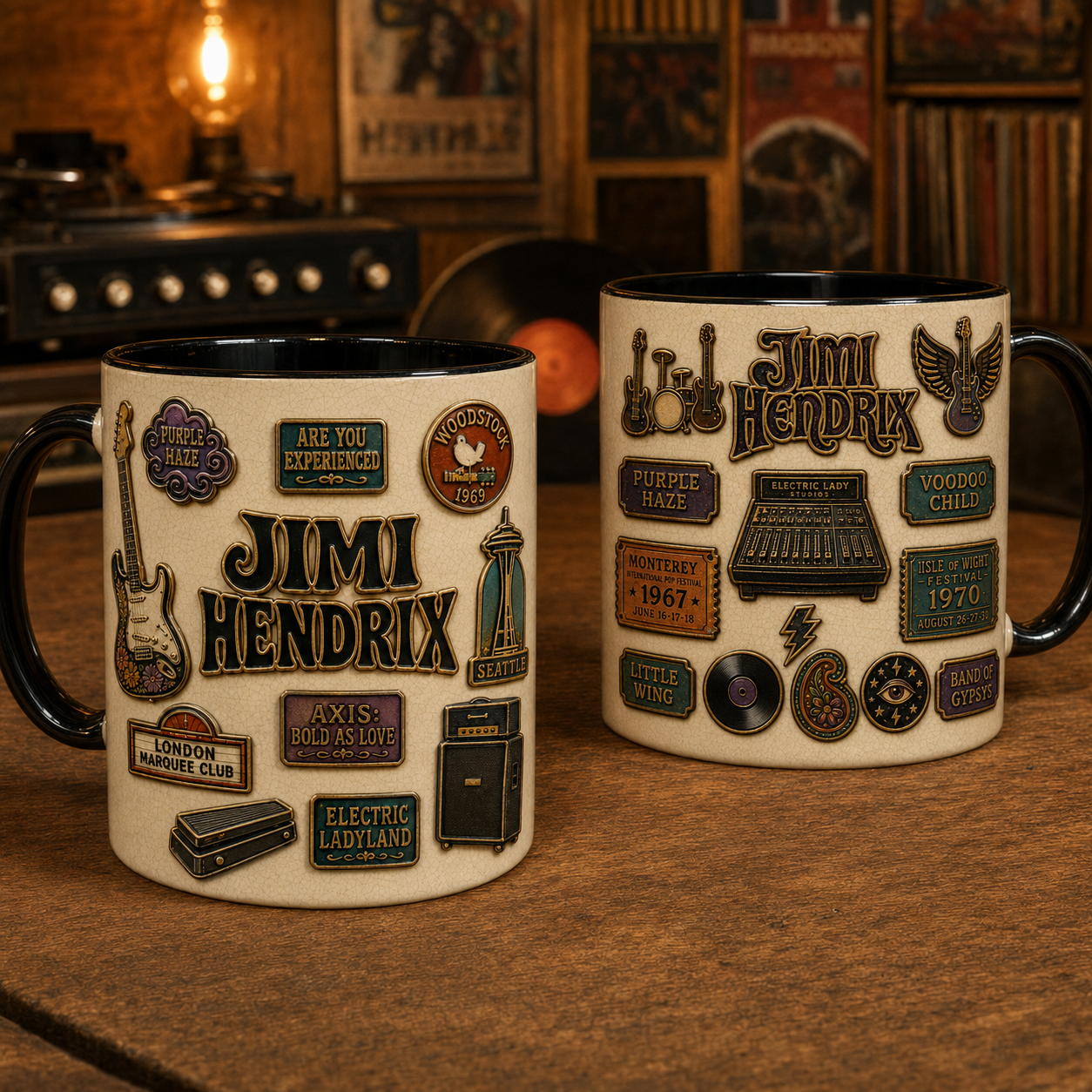 Jimi Hendrix Ceramic Mug – Purple Haze Woodstock Vintage Ceramic Coffee Cup