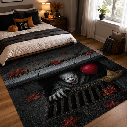IT Pennywise 3D Halloween Area Rug – Creepy Horror Clown Non-Slip Floor Mat for Living Room, Bedroom & Halloween Decor