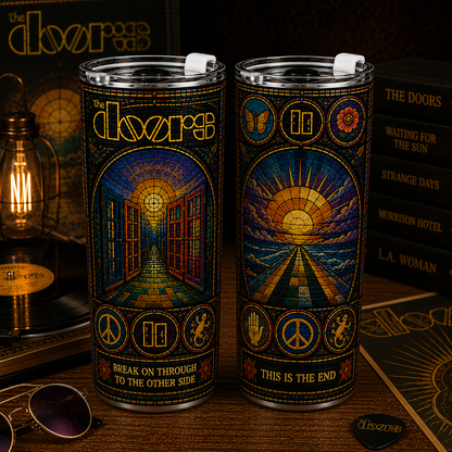 The Doors 20oz & 40oz Stained Glass Stainless Steel Tumbler - Psychedelic Rock Travel Mug With Lid and Straw