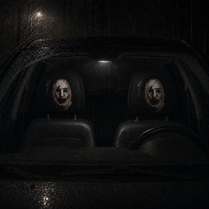 Leatherface Horror Car Headrest Cover – Spooky Horror Halloween Car Accessory